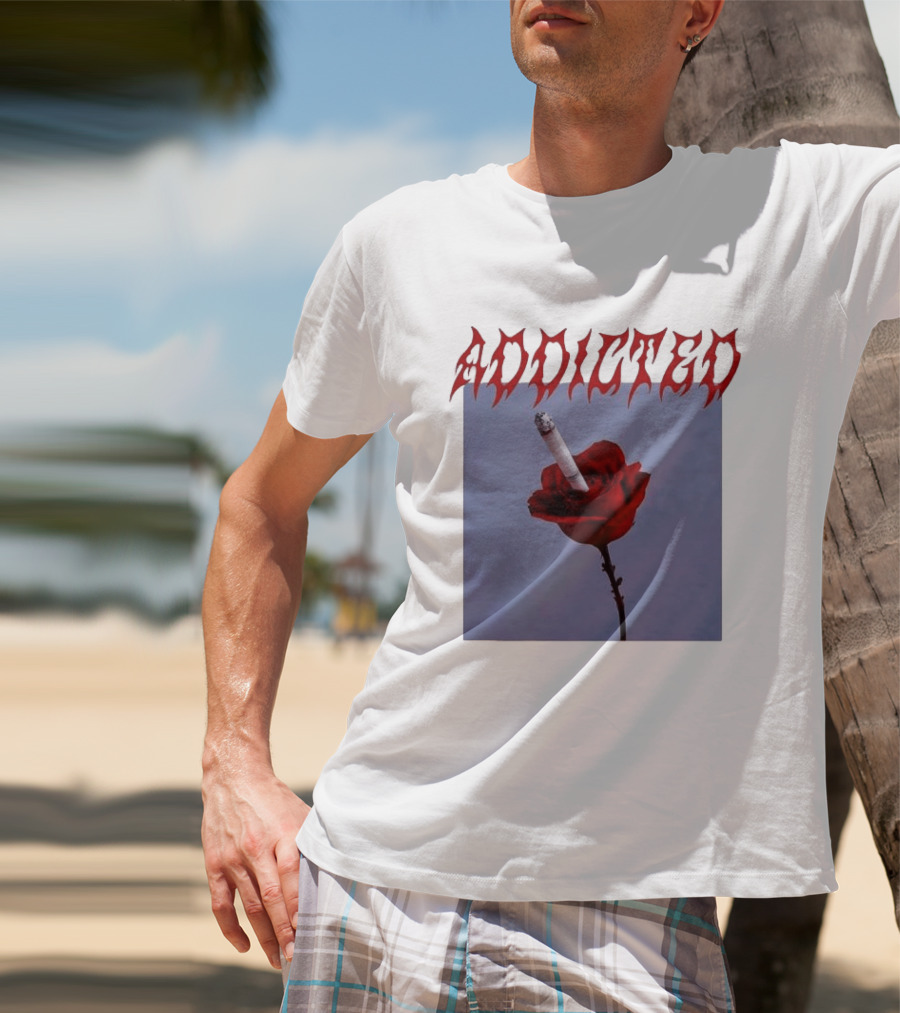 Addicted Smoking Roses Metal Aesthetic T-Shirt