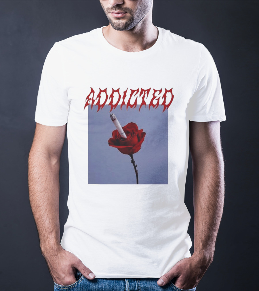 Addicted Smoking Roses Metal Aesthetic T-Shirt