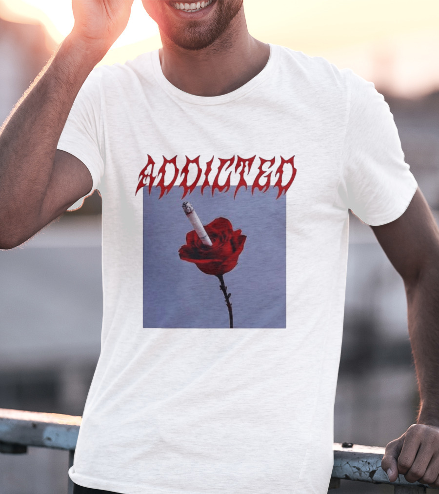 Addicted Smoking Roses Metal Aesthetic T-Shirt
