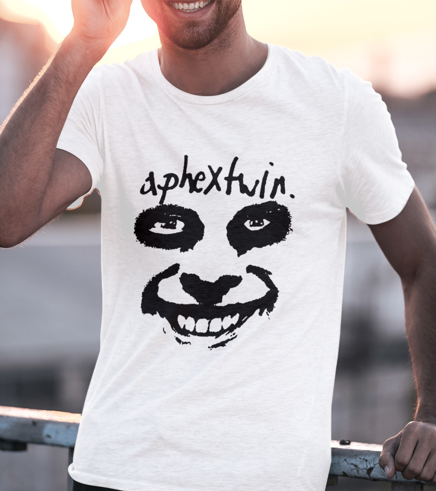 Aphex Twin Handwritten Logo With Distorted Face T-Shirt