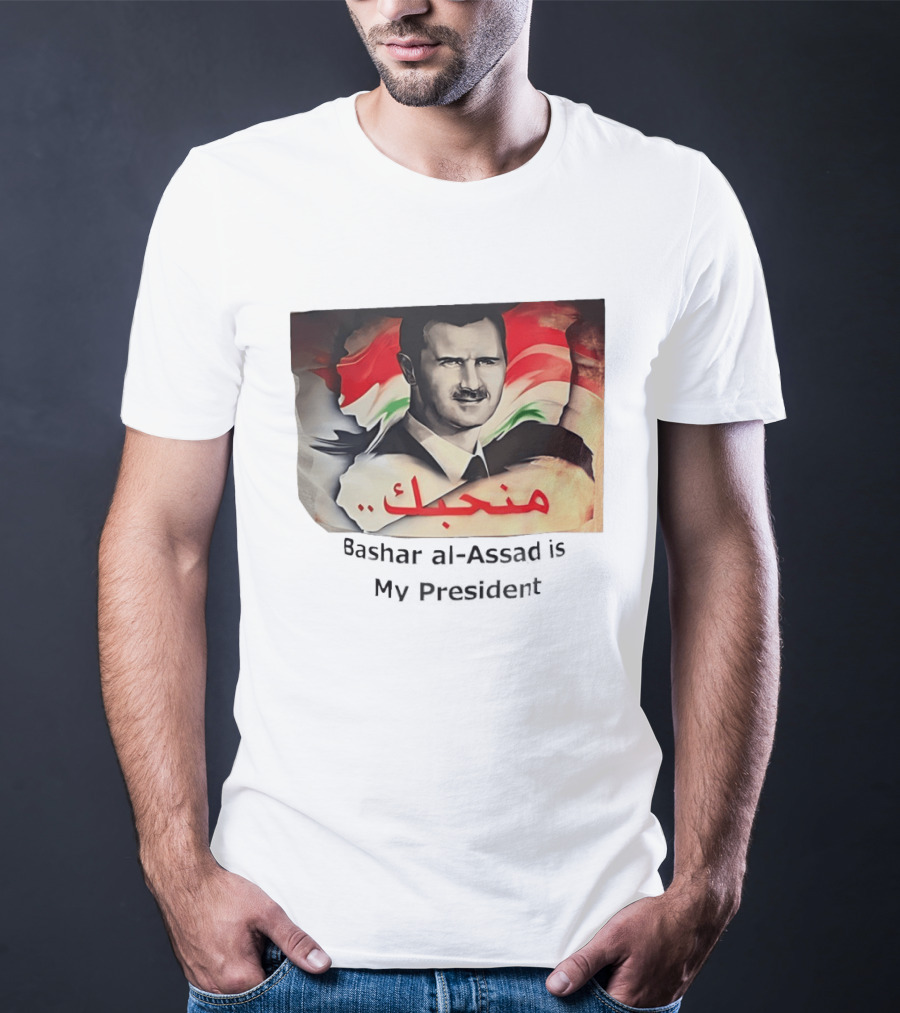 Bashar Al Assad Portrait With Syrian Flag T-Shirt