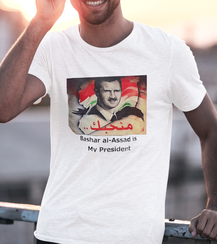 Bashar Al Assad Portrait With Syrian Flag T-Shirt