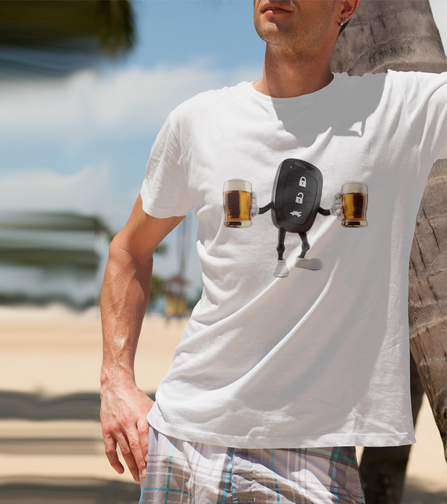 Car Keys Holding Two Beers Do Not Drink Alcohol When Driving Safety Reminder T-Shirt