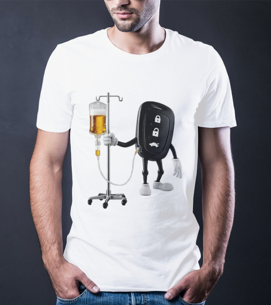 Car Keys With IV Beer Do Not Drink Alcohol When Driving Warning T-Shirt