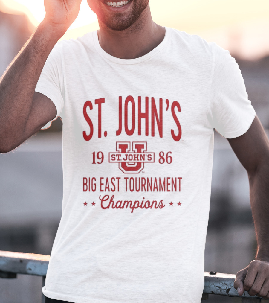 St. John's Red Storm 1986 Big East Tournament Champions NCAA Basketball T-Shirt