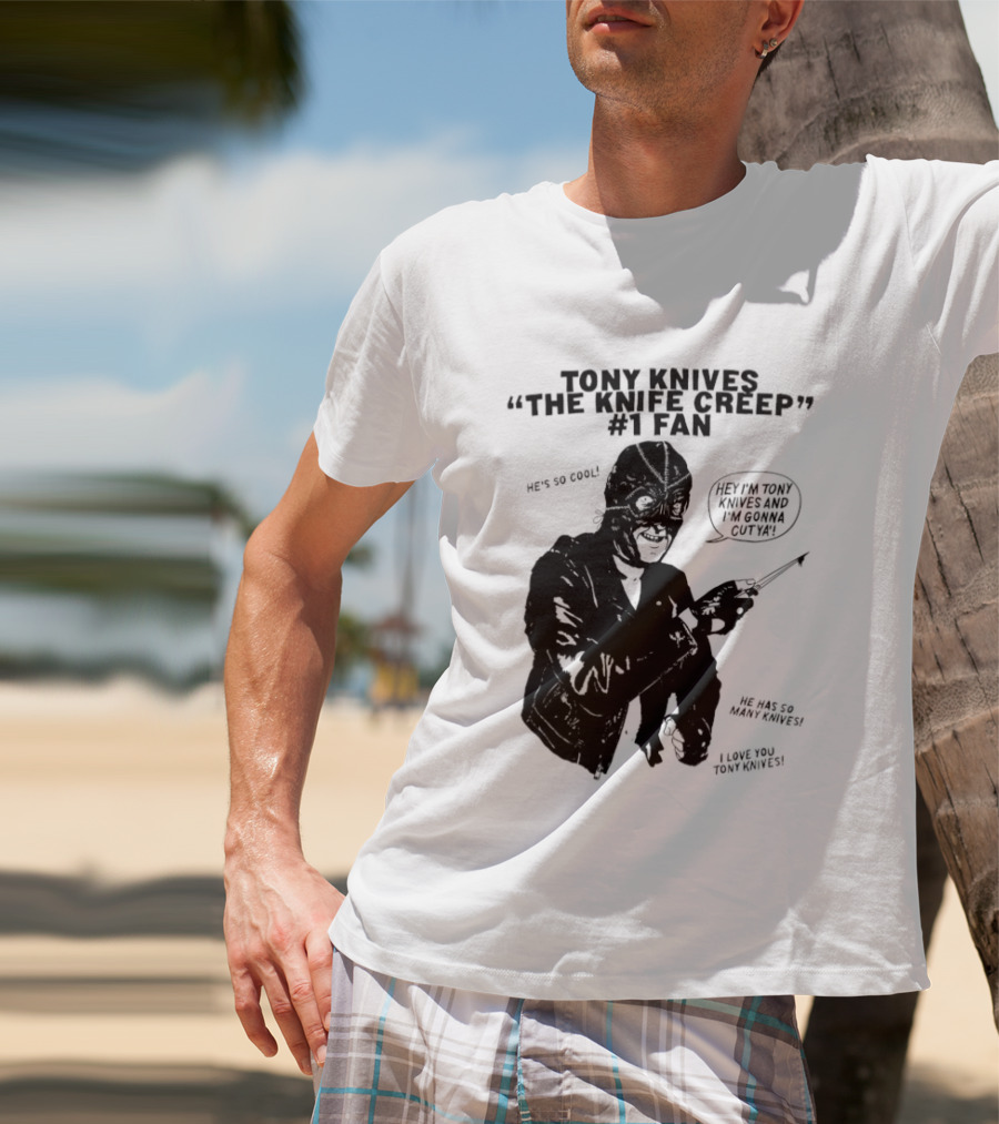 Tony Knives The Knife Creep Volume One Leather Jacket Mysterious True Crime Legendary Horror Movie Night Stalk Western Adventure T-Shirt
