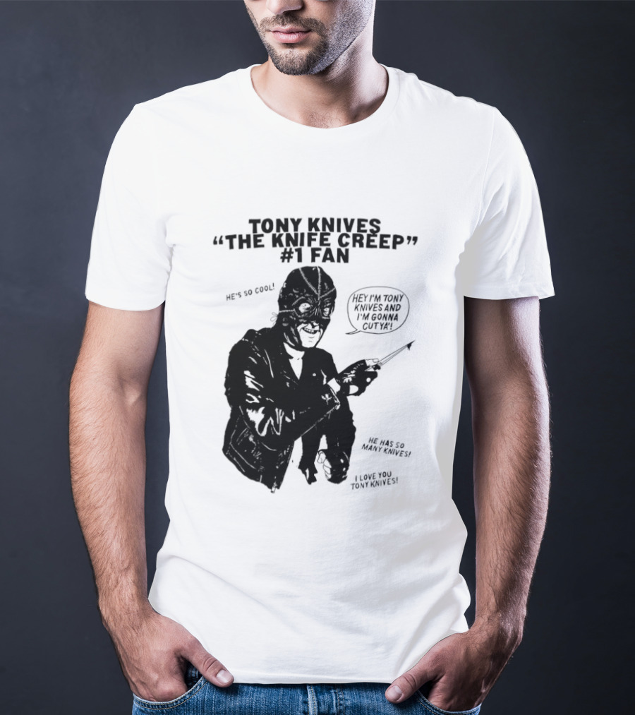 Tony Knives The Knife Creep Volume One Leather Jacket Mysterious True Crime Legendary Horror Movie Night Stalk Western Adventure T-Shirt