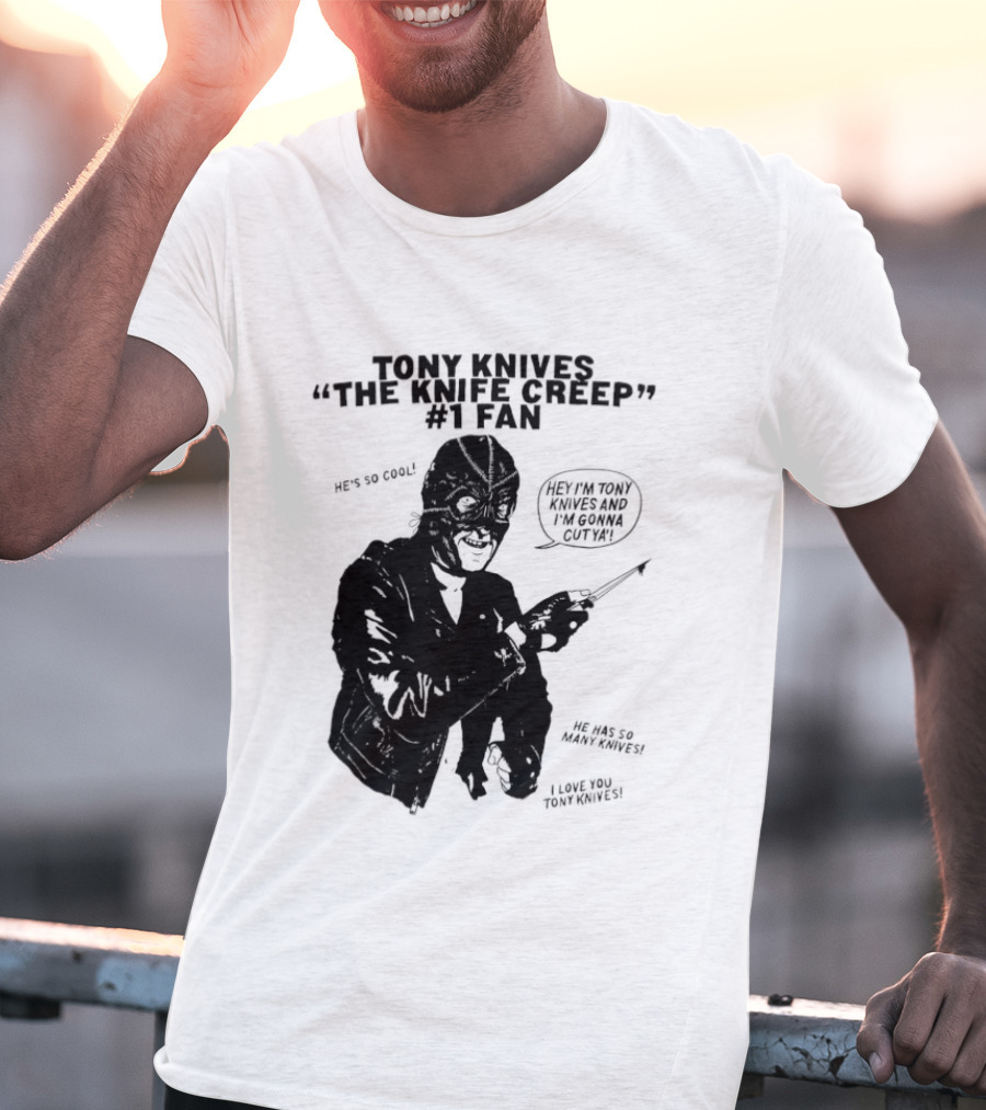 Tony Knives The Knife Creep Volume One Leather Jacket Mysterious True Crime Legendary Horror Movie Night Stalk Western Adventure T-Shirt