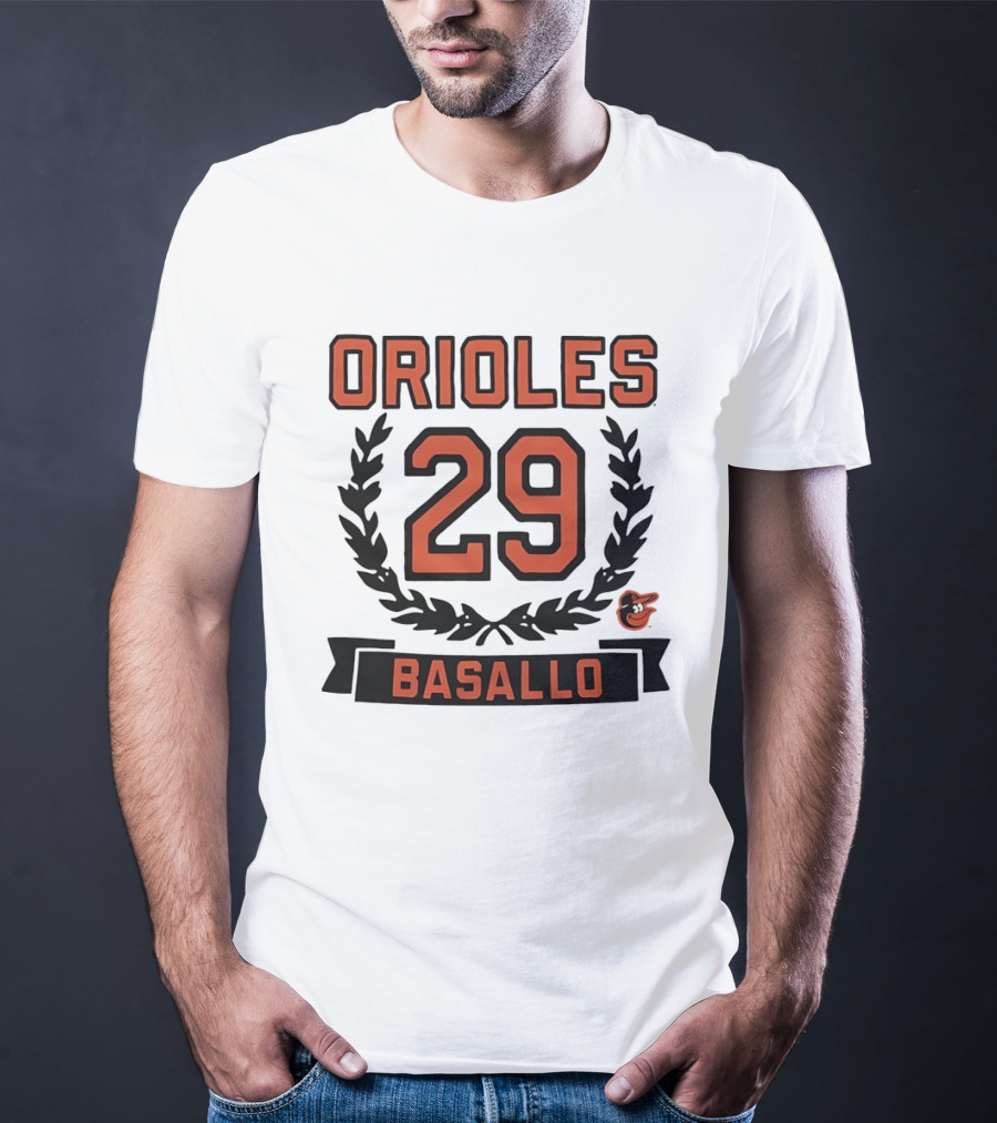 Orioles 29 Basallo Wreath Baltimore Baseball Rookie T-Shirt