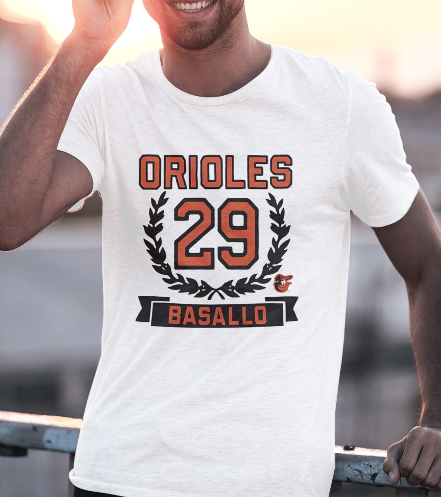 Orioles 29 Basallo Wreath Baltimore Baseball Rookie T-Shirt