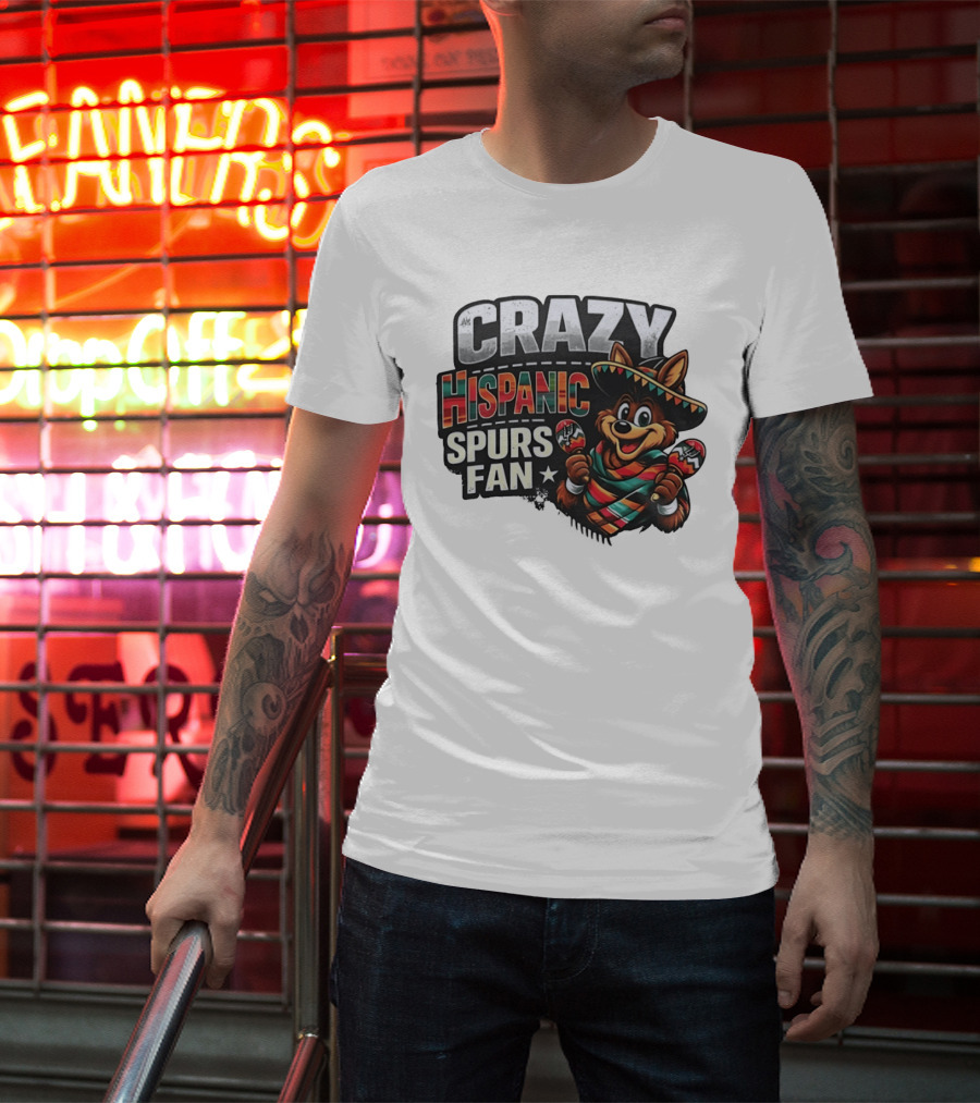 San Antonio Spurs Crazy Hispanic Spurs Fan Fiesta Coyote With Sombrero And Maracas T-Shirt