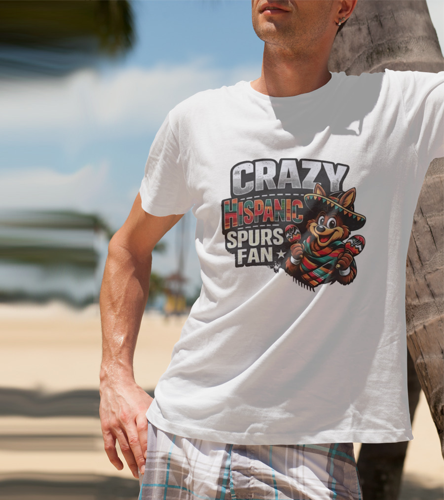 San Antonio Spurs Crazy Hispanic Spurs Fan Fiesta Coyote With Sombrero And Maracas T-Shirt