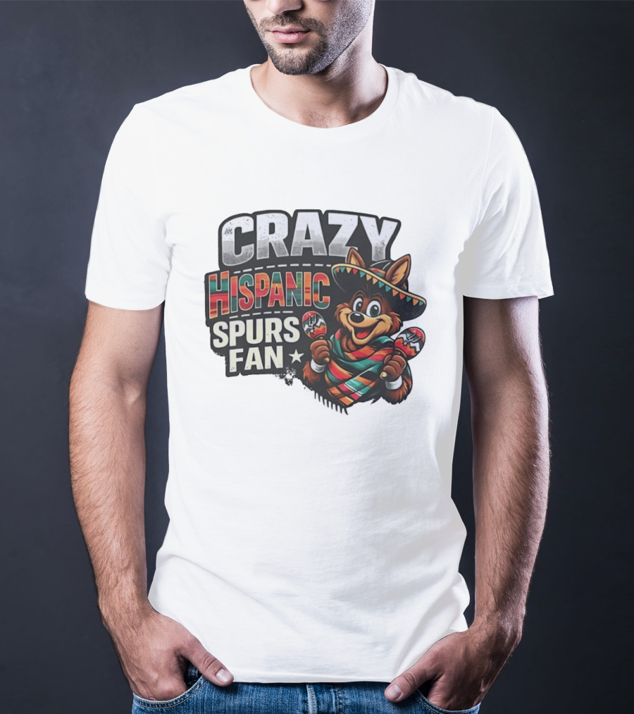 San Antonio Spurs Crazy Hispanic Spurs Fan Fiesta Coyote With Sombrero And Maracas T-Shirt