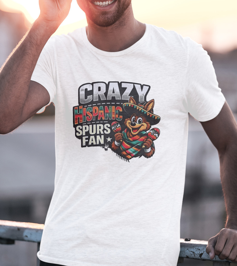 San Antonio Spurs Crazy Hispanic Spurs Fan Fiesta Coyote With Sombrero And Maracas T-Shirt