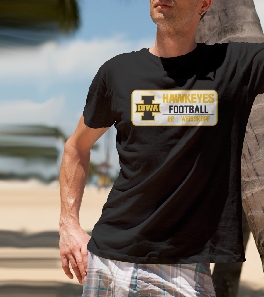 Iowa Hawkeyes Football 22 Weisskopf Black Gold T-Shirt
