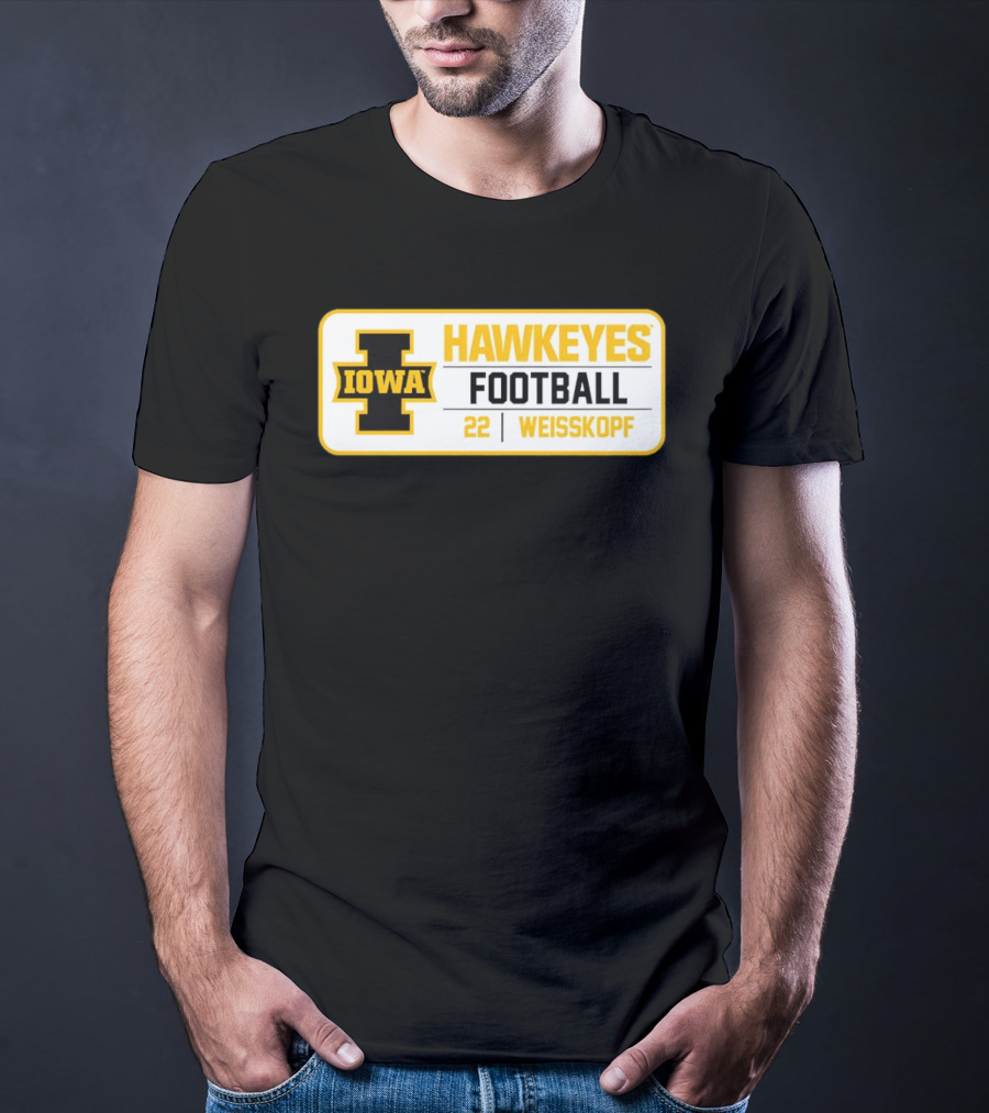 Iowa Hawkeyes Football 22 Weisskopf Black Gold T-Shirt