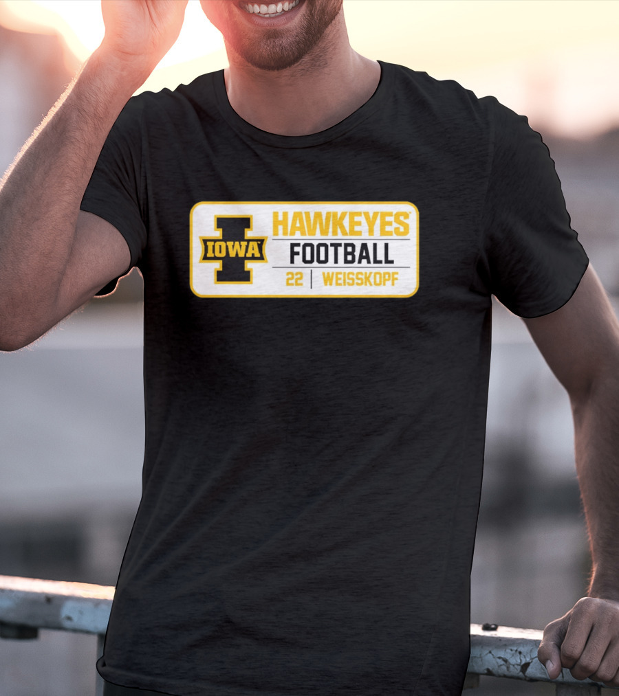 Iowa Hawkeyes Football 22 Weisskopf Black Gold T-Shirt