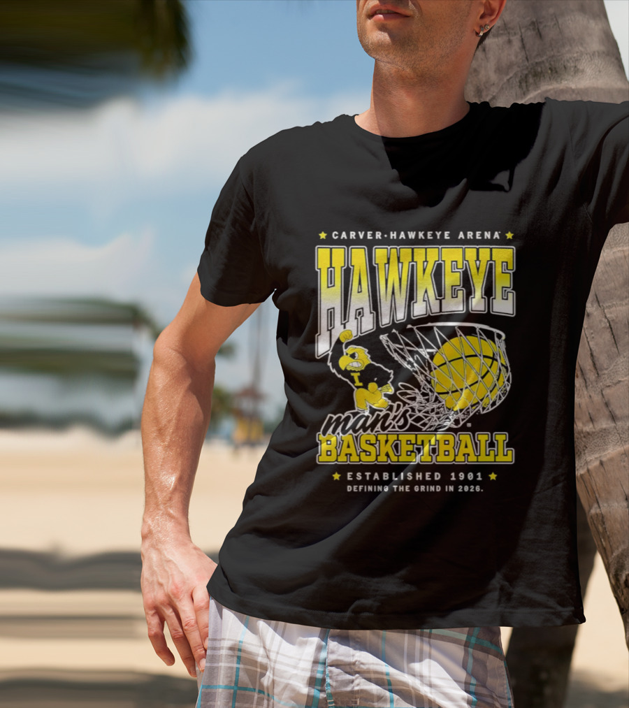 Carver Hawkeye Arena Man's Basketball Defining The Grind In 2023 Established 1901 T-Shirt