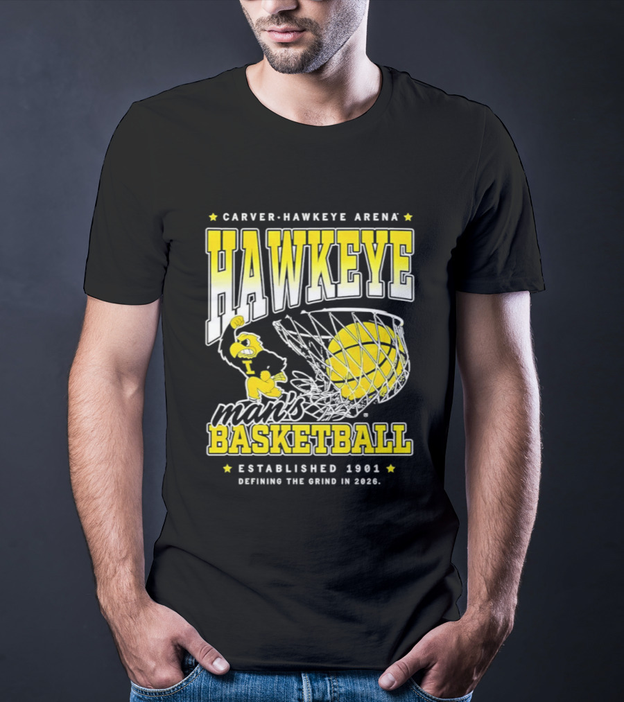 Carver Hawkeye Arena Man's Basketball Defining The Grind In 2023 Established 1901 T-Shirt