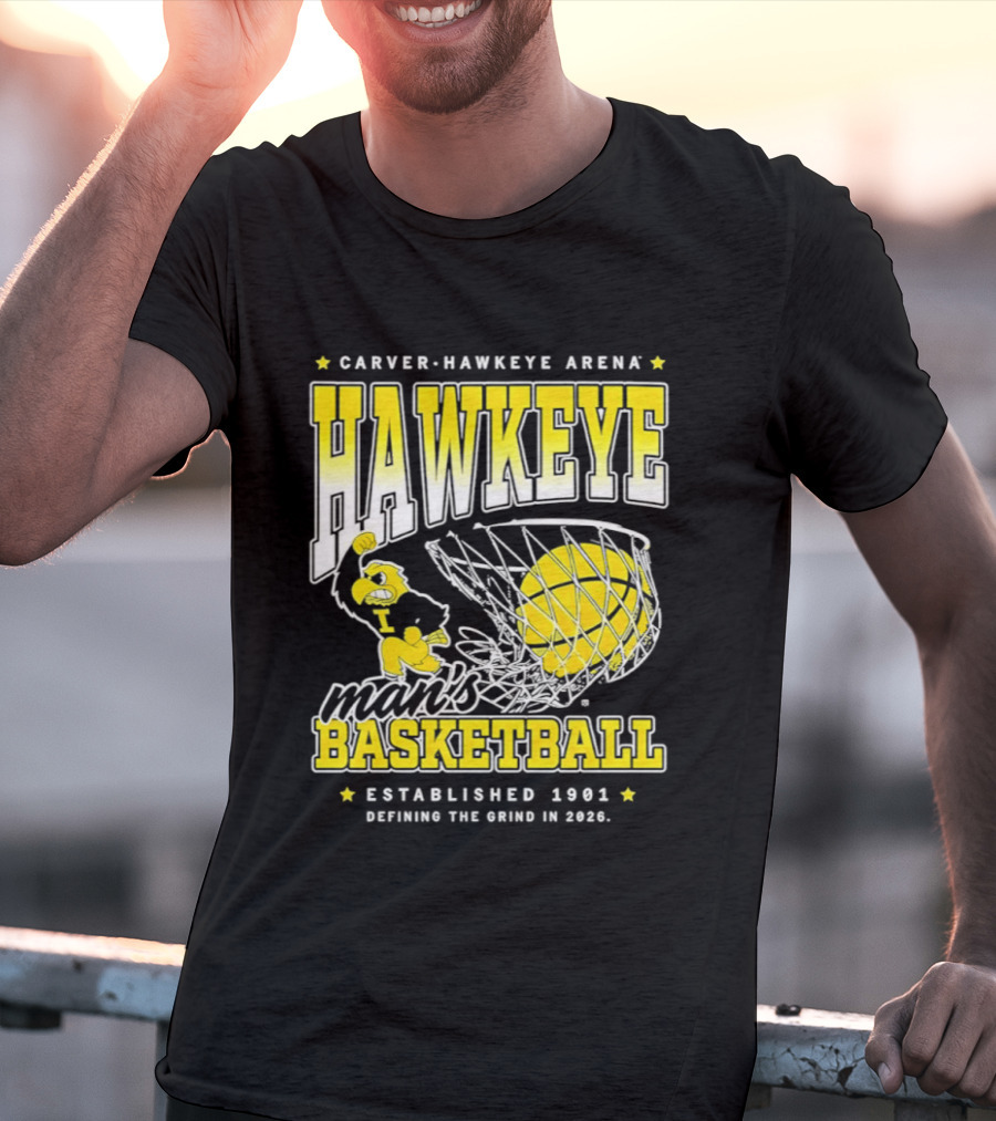 Carver Hawkeye Arena Man's Basketball Defining The Grind In 2023 Established 1901 T-Shirt