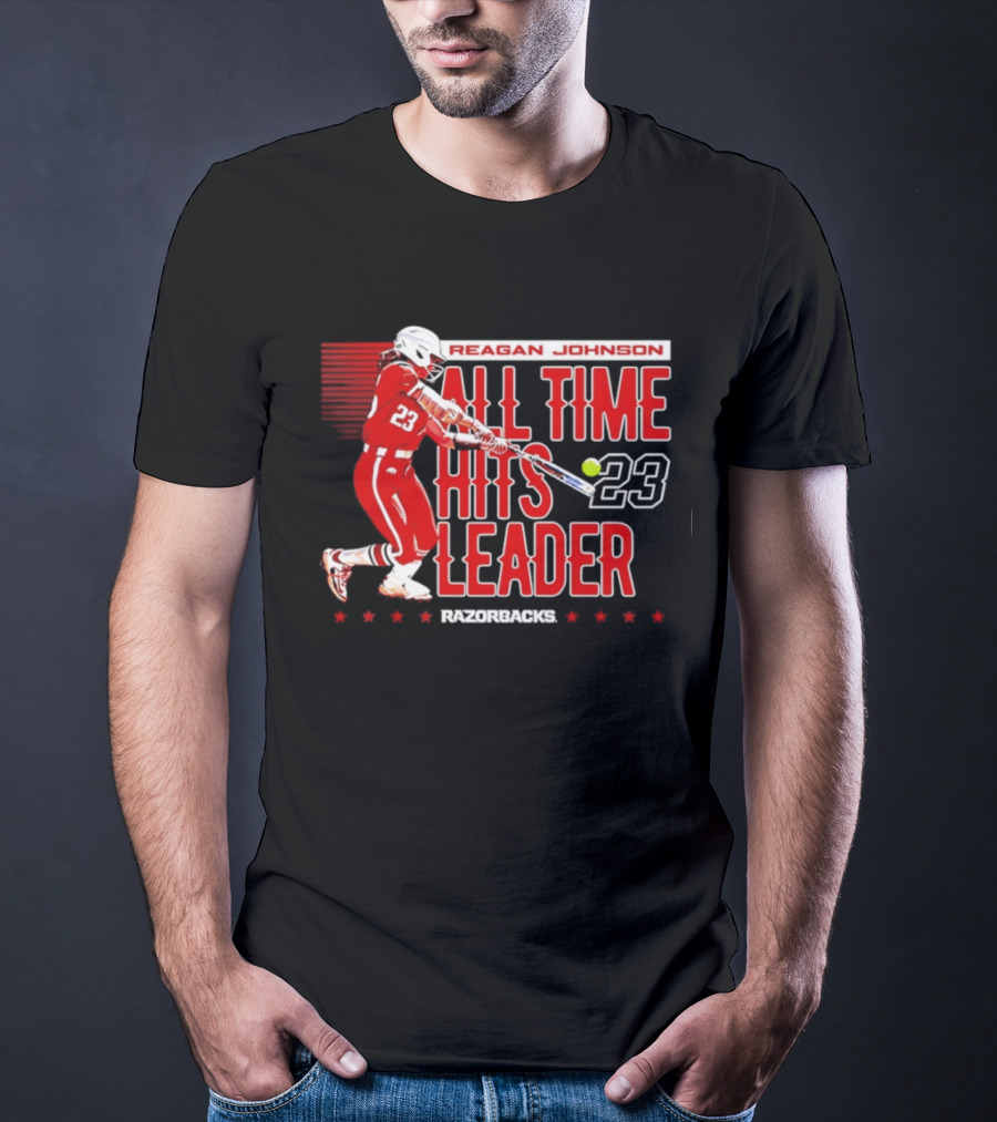 Reagan Johnson All Time Hits Leader 23 Arkansas Razorbacks Softball T-Shirt