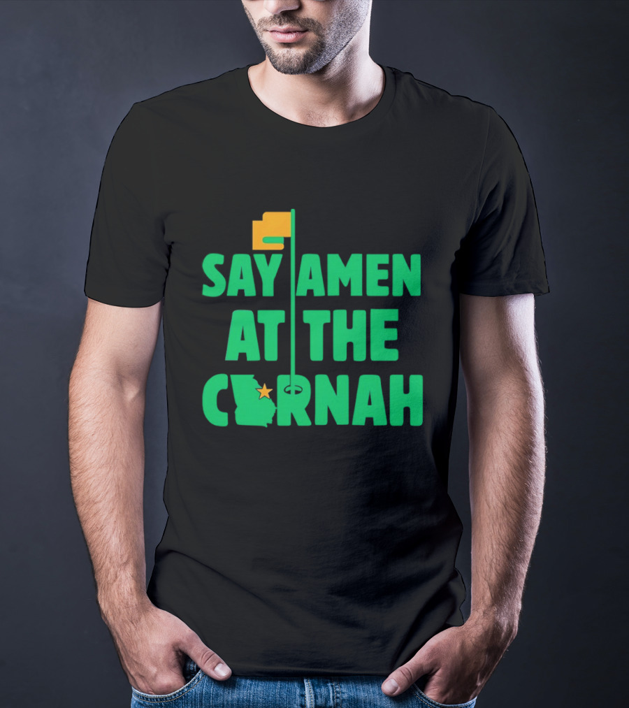 Say Amen At The Cornah Golf Flag Star Motif T-Shirt