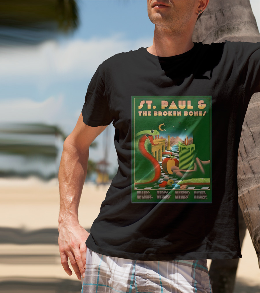 St Paul And The Broken Bones 2026 North America Tour Snake Candle Chessboard T-Shirt