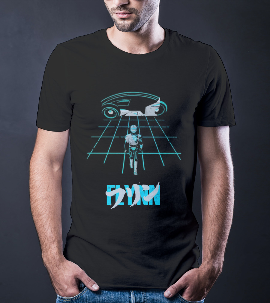 The Grid Rider Light Cycle Tron 1982 Movie Tron Kanji T-Shirt