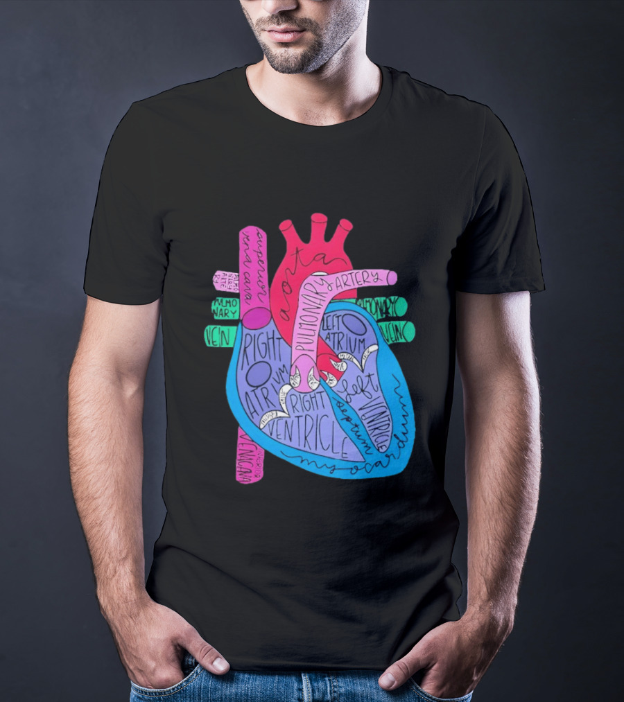 Heart Anatomy Aorta Pulmonary Artery Superior Vena Cava Right Atrium Ventricle Diagram T-Shirt