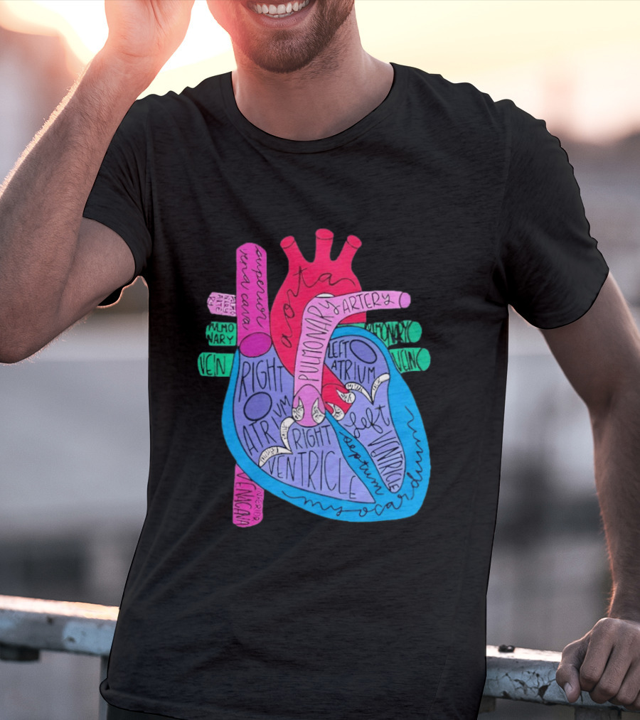 Heart Anatomy Aorta Pulmonary Artery Superior Vena Cava Right Atrium Ventricle Diagram T-Shirt