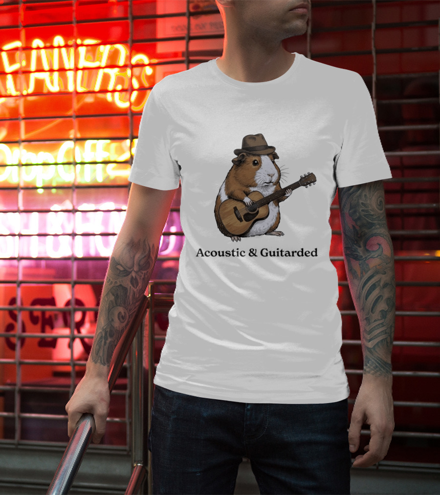 Capybara With Acoustic Guitar And Cowboy Hat Coustic Guitarded T-Shirt