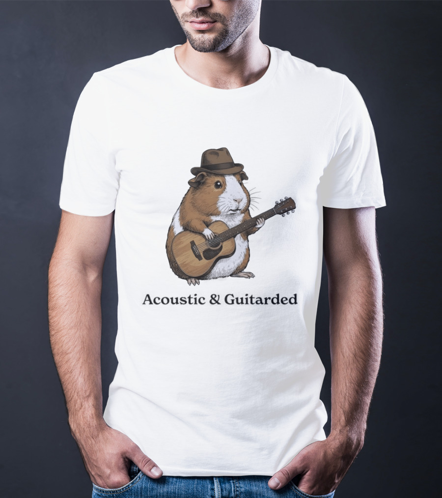 Capybara With Acoustic Guitar And Cowboy Hat Coustic Guitarded T-Shirt