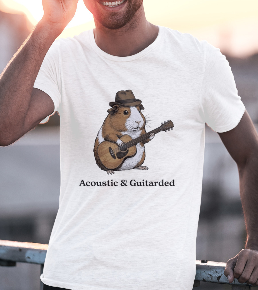 Capybara With Acoustic Guitar And Cowboy Hat Coustic Guitarded T-Shirt