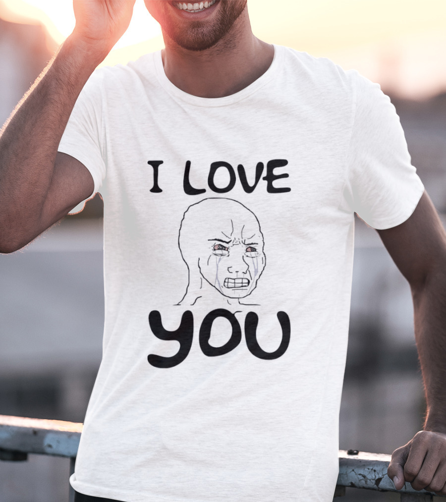 Wojak Crying I Love You Meme T-Shirt