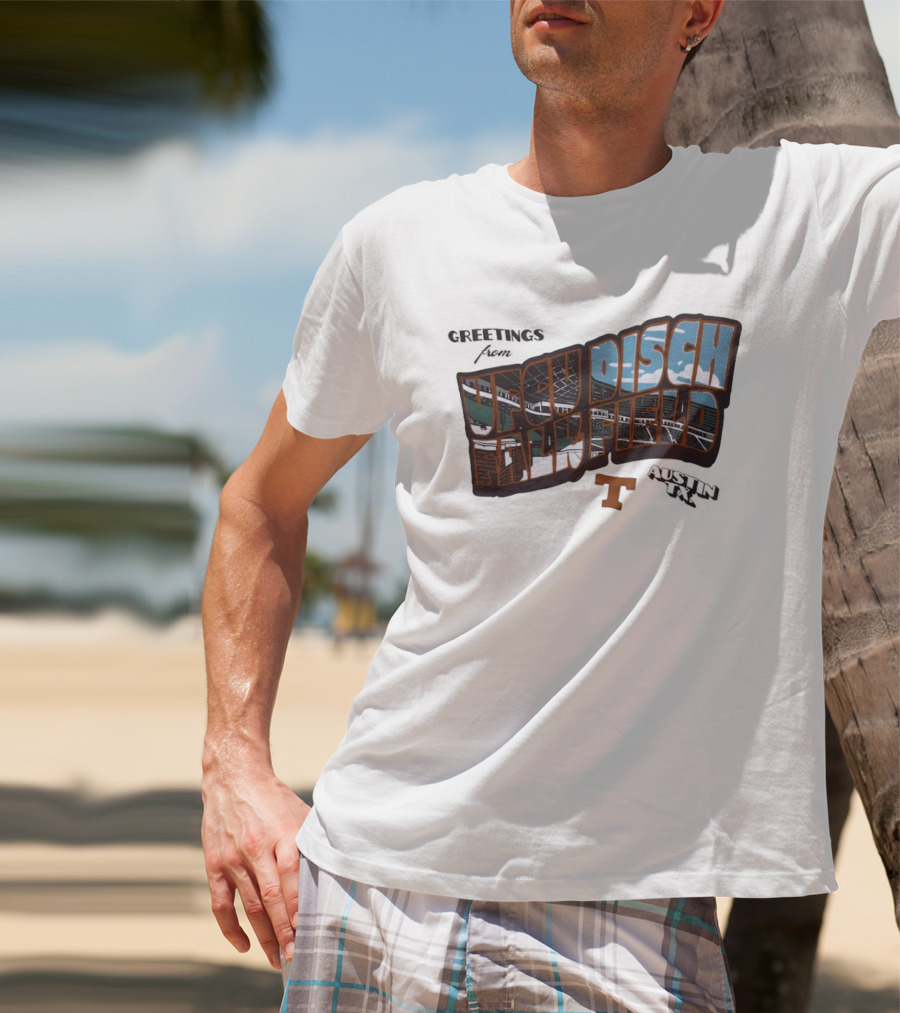 Greetings From UFCU Disch Falk Field Austin TX Stadium Scene T-Shirt