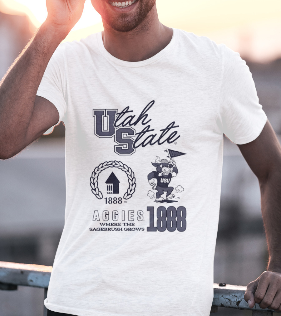 Utah State 1888 Aggies Where The Sagebrush Grows US Flag T-Shirt