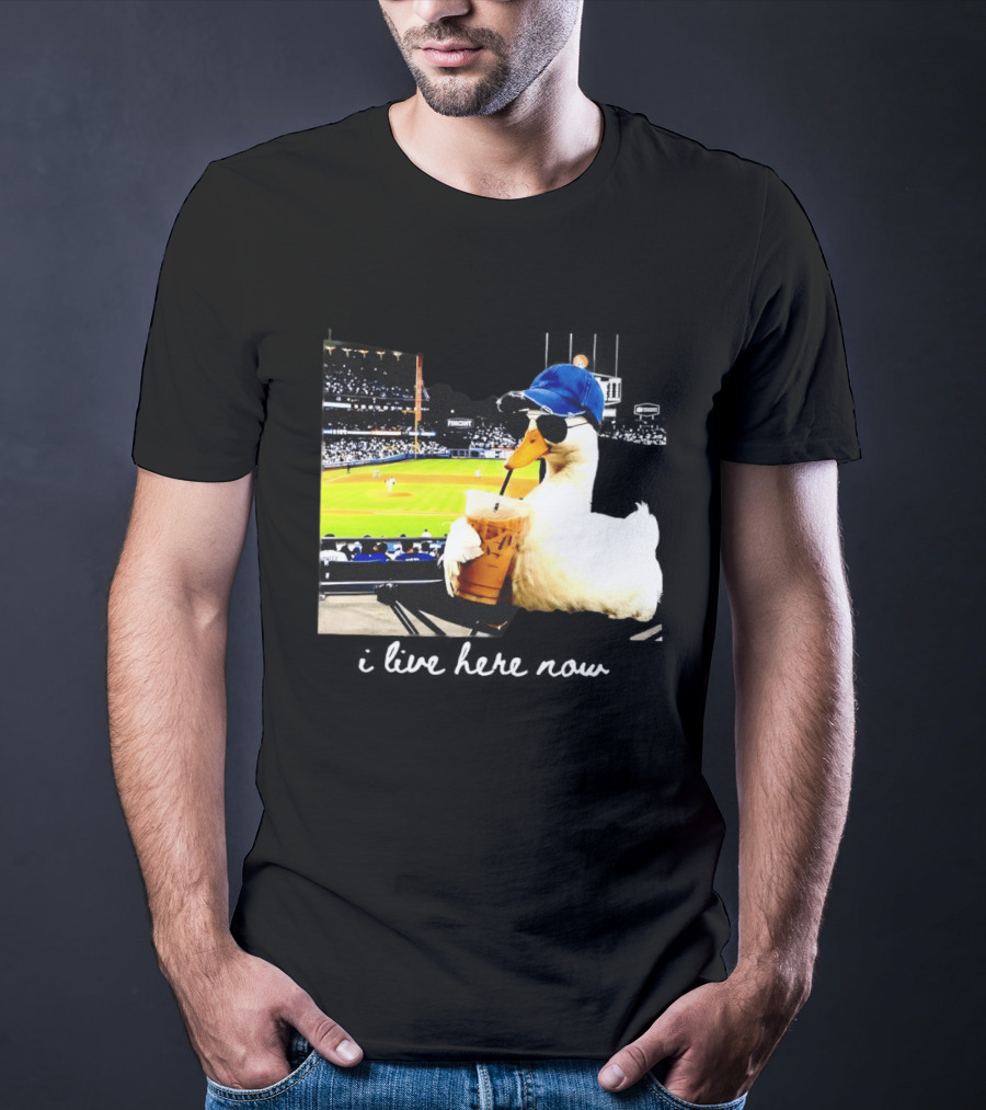 I Live Here Now Goose Ballfield Travel Baseball Softball Tournament T-Shirt