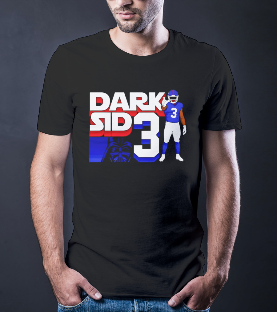 Darth Vader Star Wars Dark Side 3 New York Giants Football Player T-Shirt