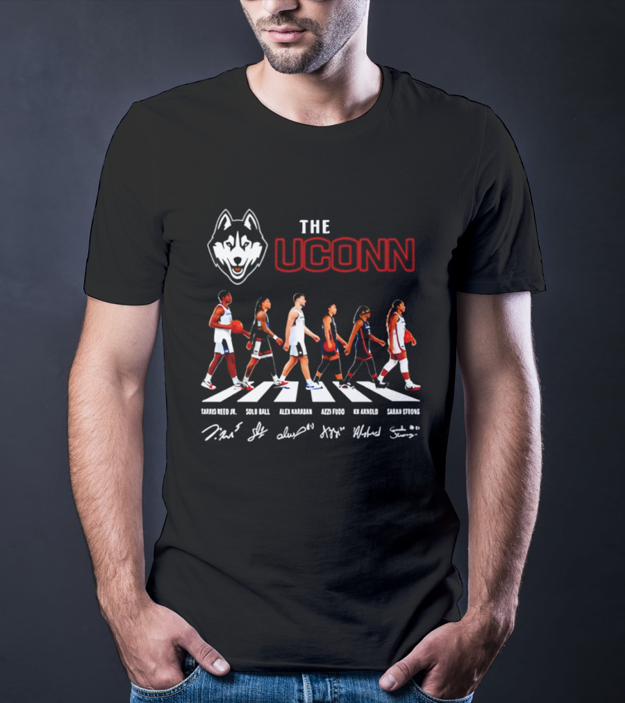 The UConn Huskies Men's And Women's Basketball Players Walking Abbey Road T-Shirt