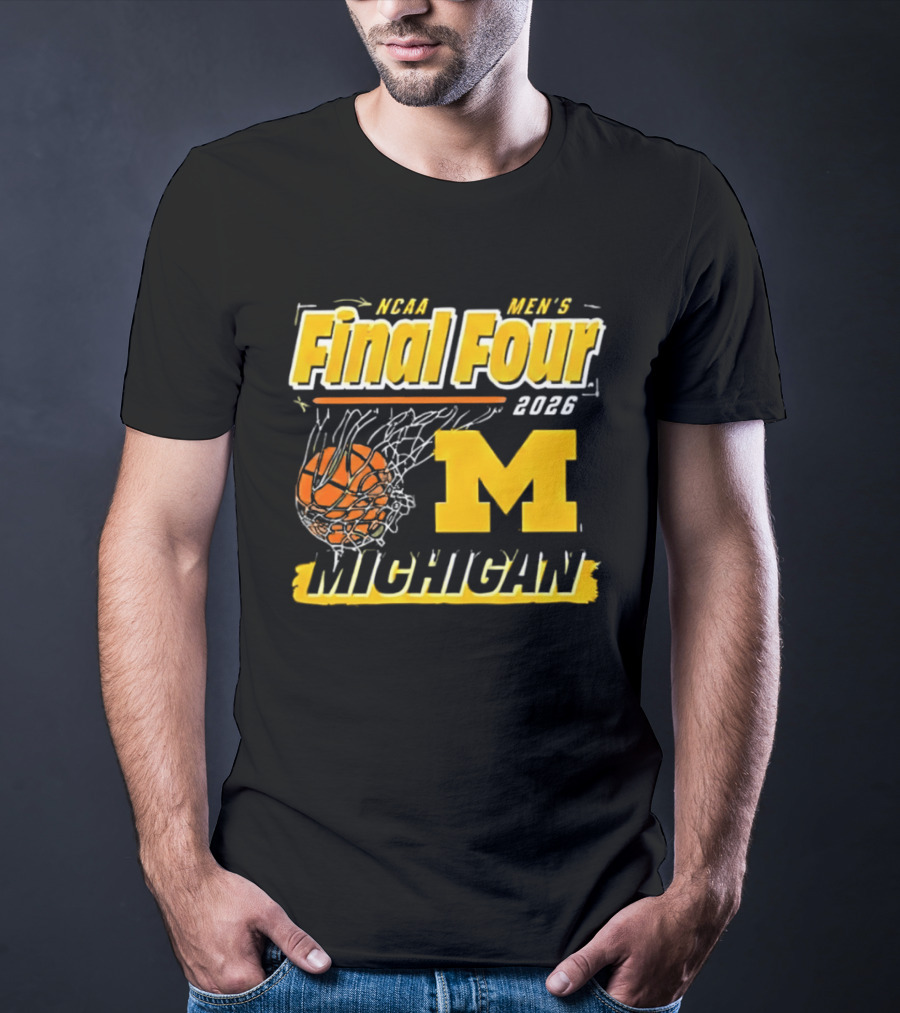 NCAA Men's Final Four 2023 Michigan Wolverines Basketball Swish T-Shirt