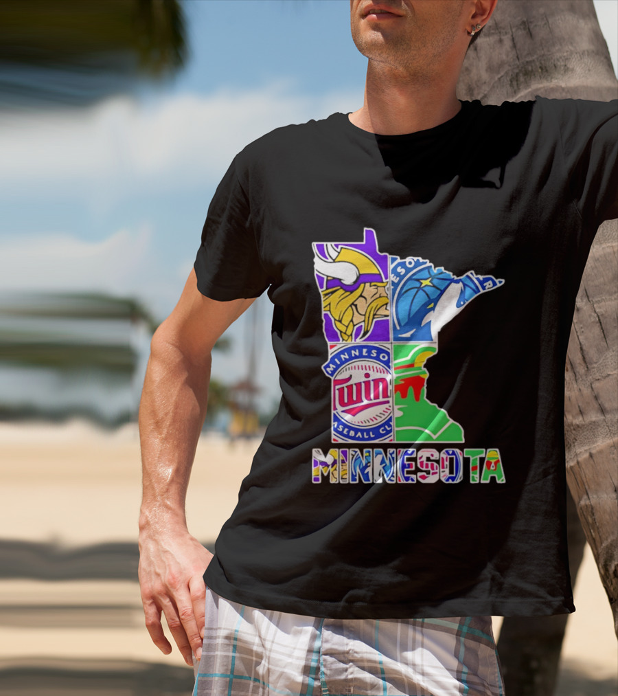 Minnesota Sports Teams Vikings Twins Wild Timberwolves Mashup T-Shirt