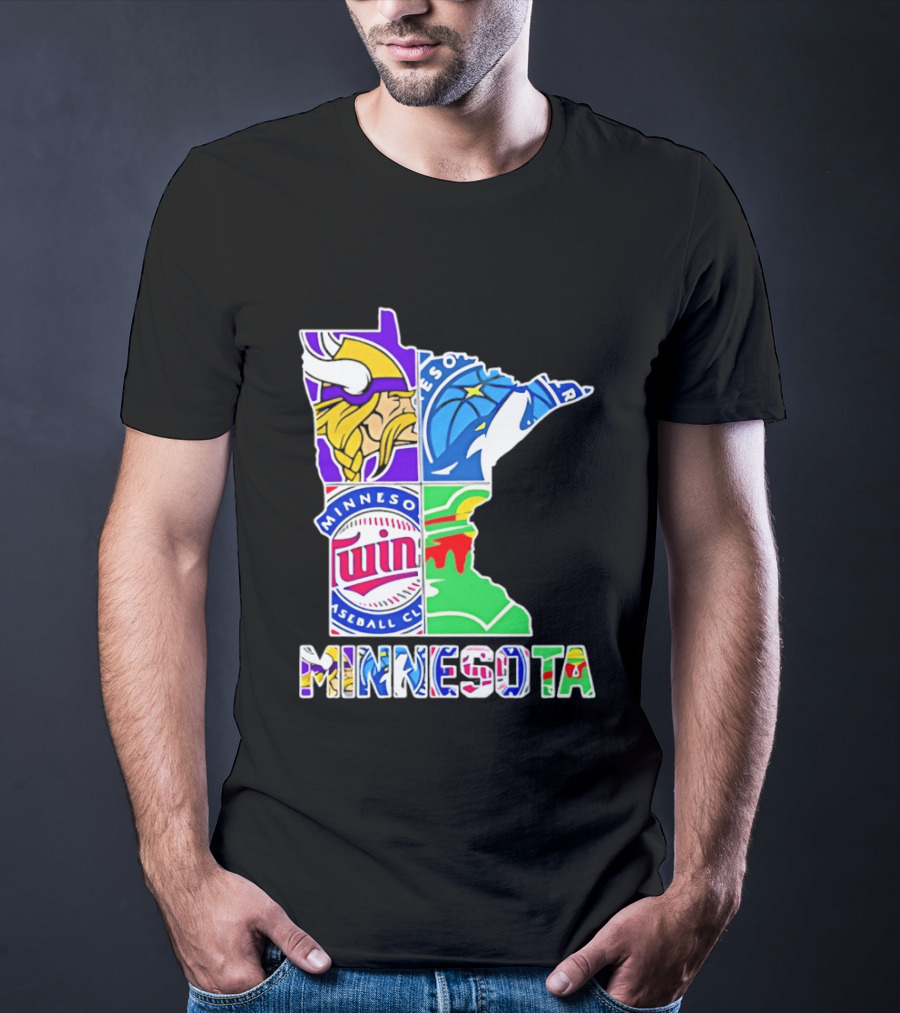 Minnesota Sports Teams Vikings Twins Wild Timberwolves Mashup T-Shirt