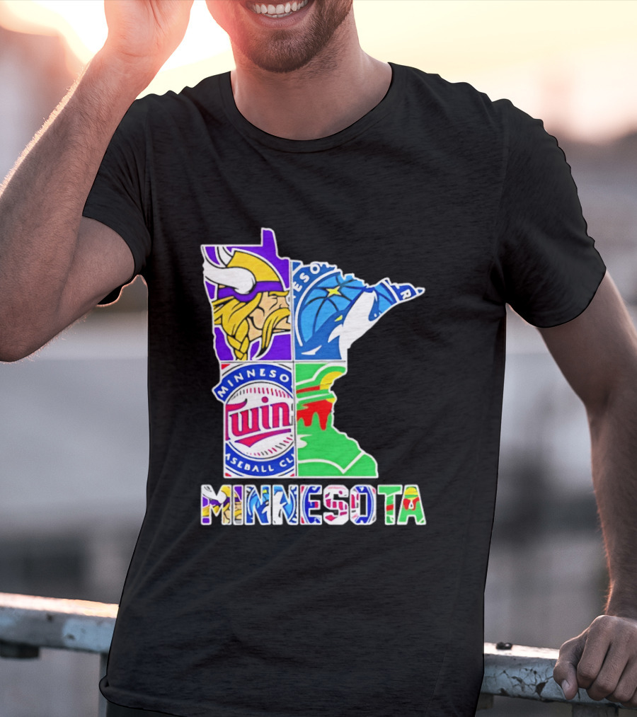 Minnesota Sports Teams Vikings Twins Wild Timberwolves Mashup T-Shirt