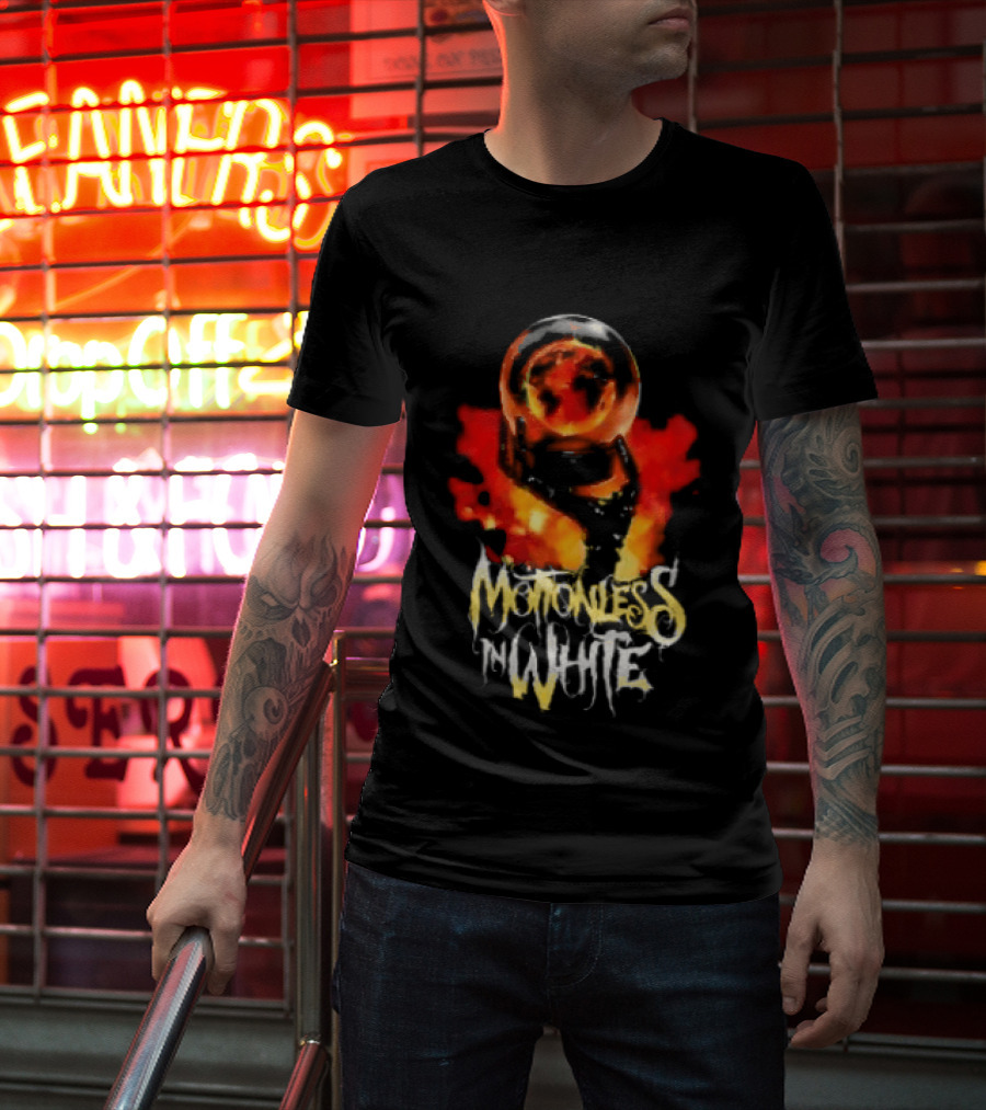 Motionless In White UK EU Tour 2026 Make Them Suffer Fiery Skull T-Shirt