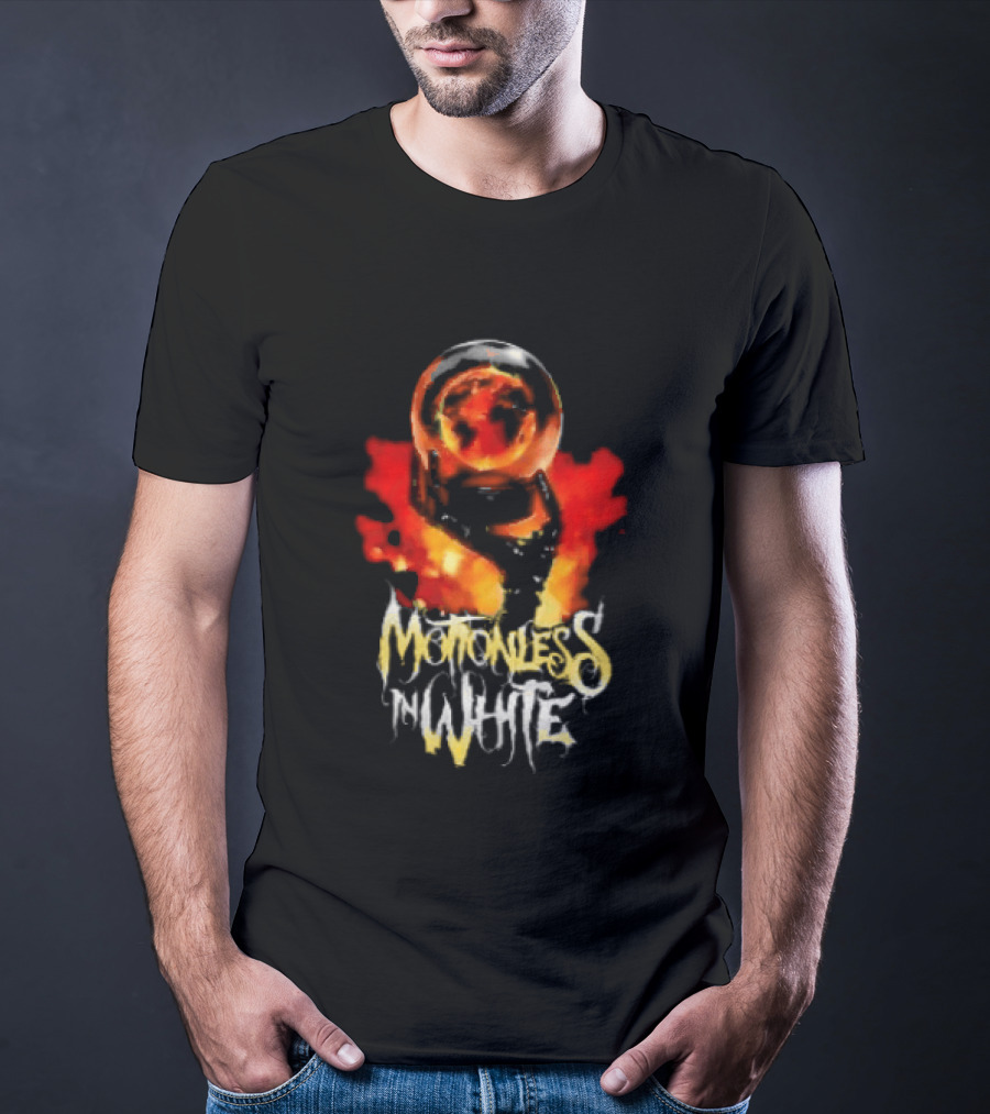 Motionless In White UK EU Tour 2026 Make Them Suffer Fiery Skull T-Shirt