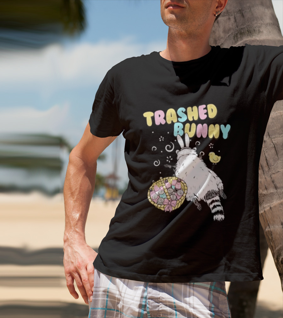 Trashed Bunny Raccoon Pastel Swirls Duck T-Shirt