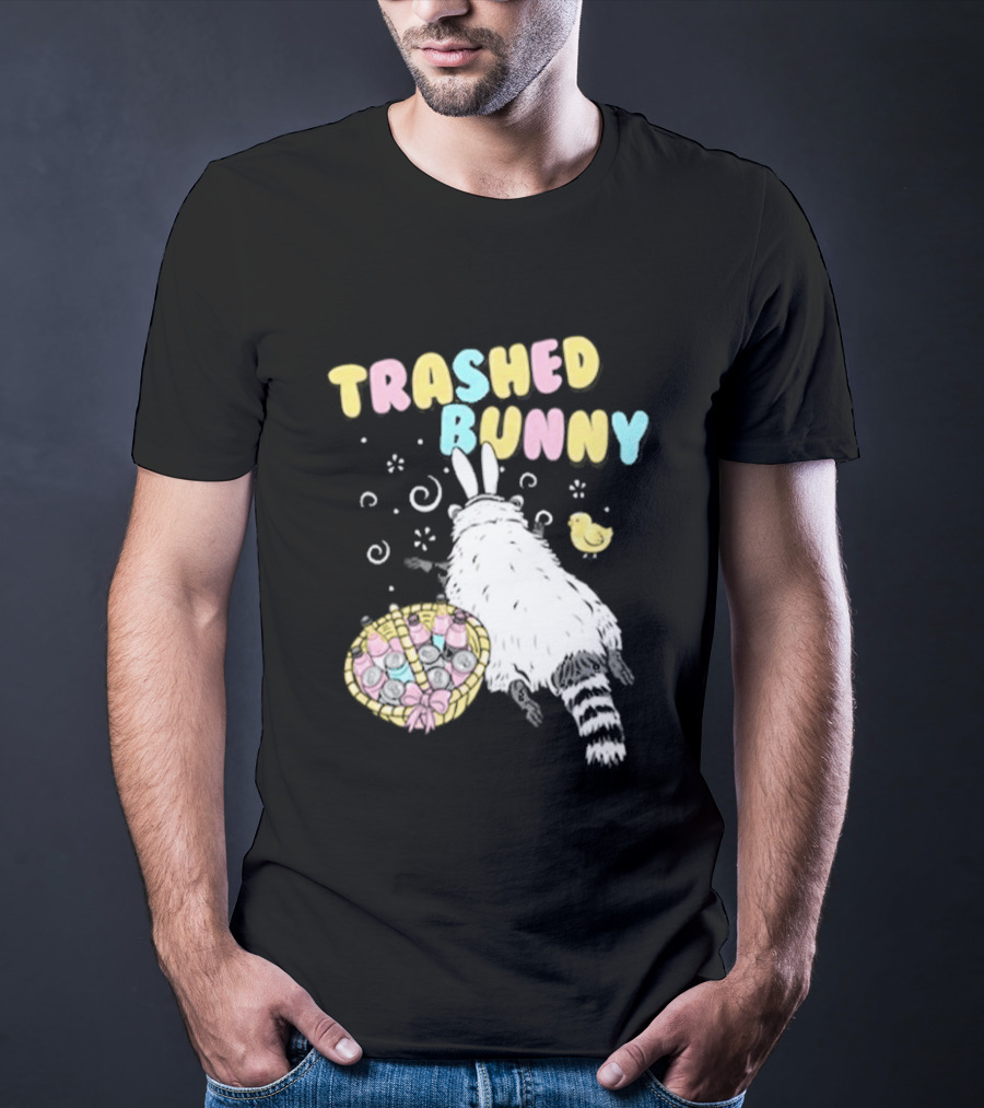 Trashed Bunny Raccoon Pastel Swirls Duck T-Shirt