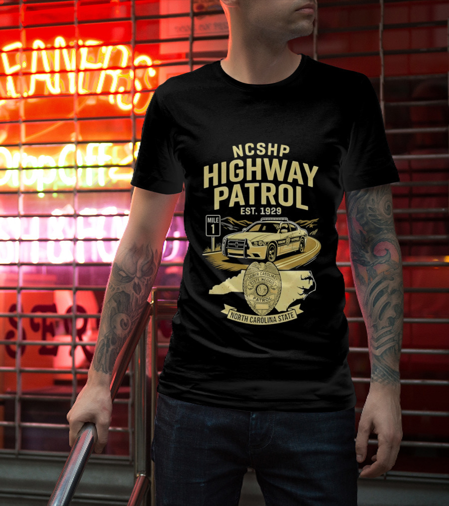 NCSHP Highway Patrol Est. 1929 Scenic Route Car T-Shirt