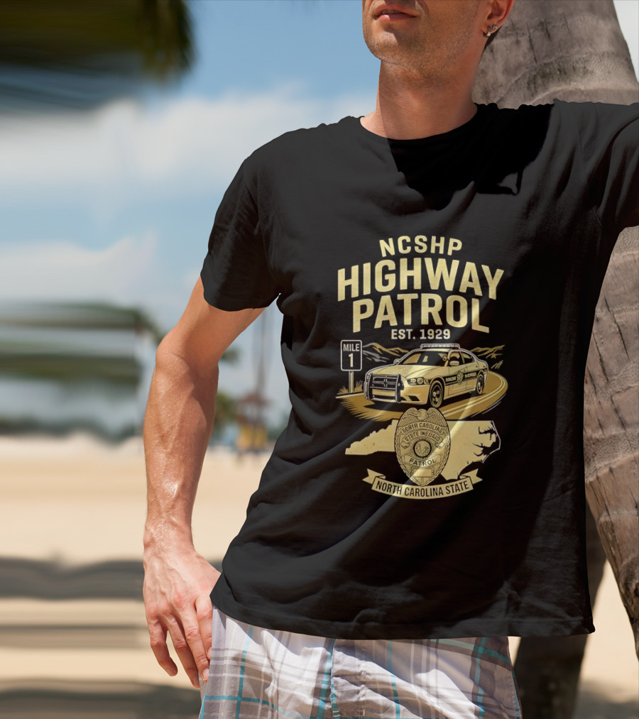 NCSHP Highway Patrol Est. 1929 Scenic Route Car T-Shirt