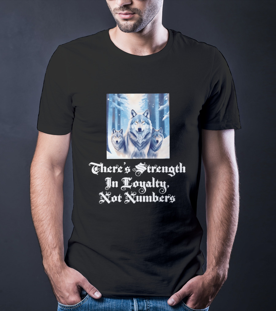Wolf Pack Strength In Loyalty Winter Forest Scene T-Shirt